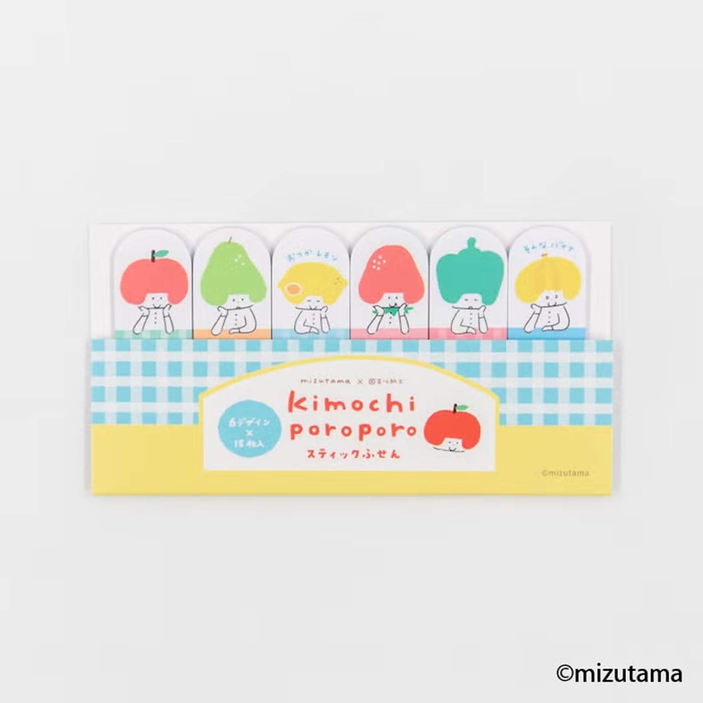 Furukawa Shiko × Mizutama Kimochi Poroporo Sticky Note Tabs - Fruits & Vegetables [Självhäftande anteckningslappar]