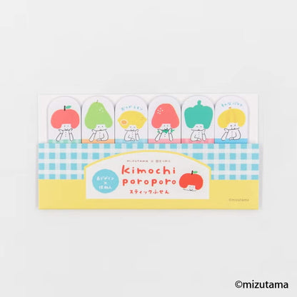 Furukawa Shiko × Mizutama Kimochi Poroporo Sticky Note Tabs - Fruits & Vegetables [Självhäftande anteckningslappar]