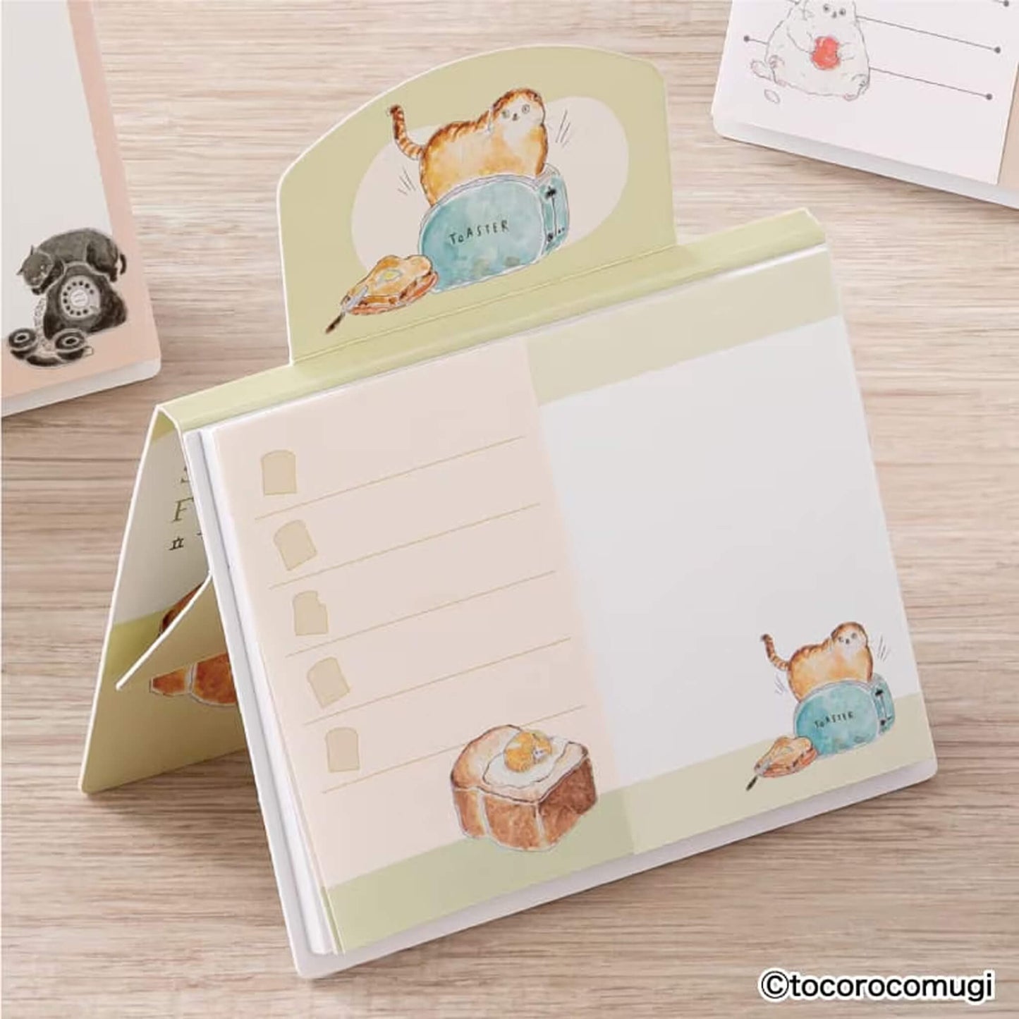 Hisago × Tocoro Comugi Standing Sticky Notes Big - Golden Toast Cat [Självhäftande anteckningslappar]
