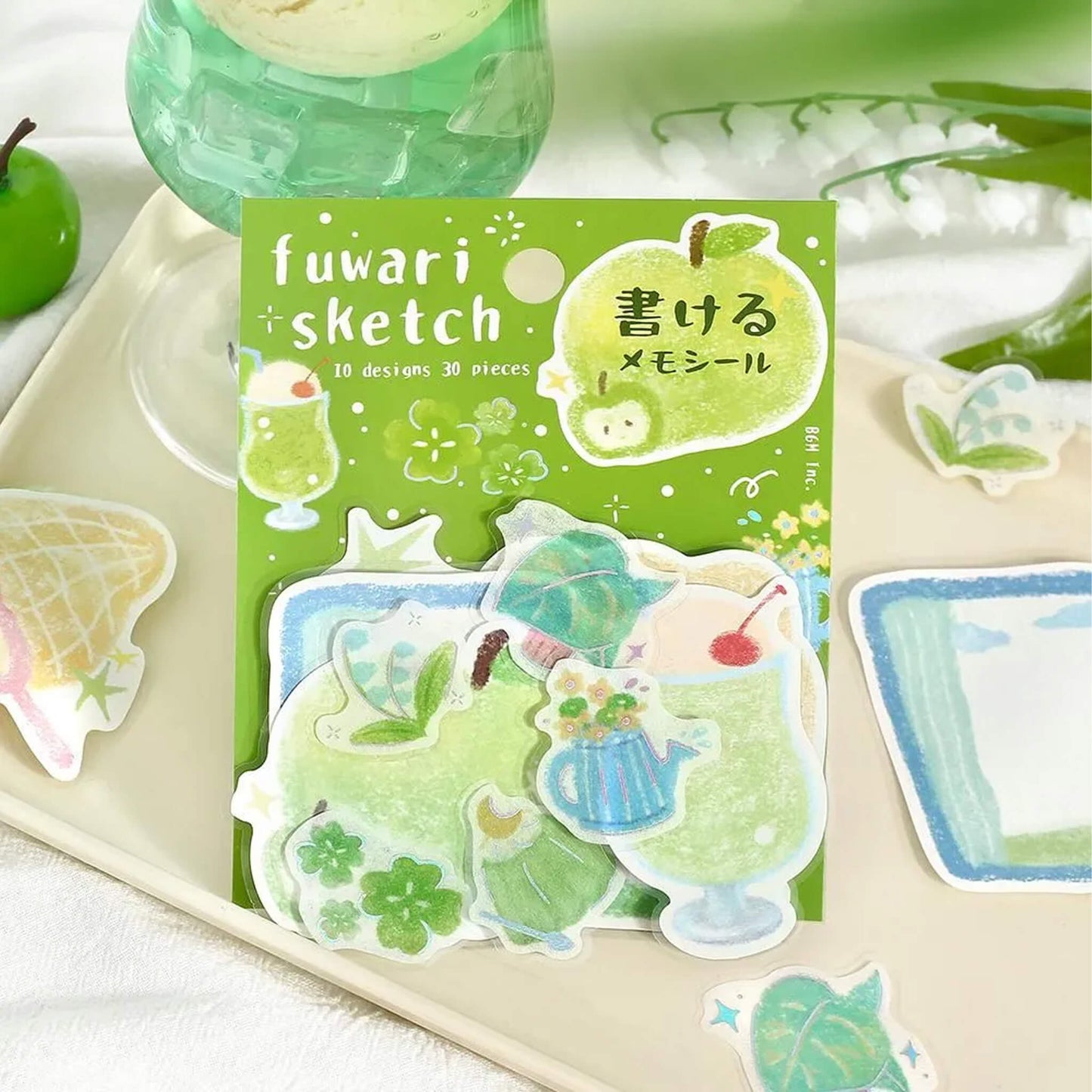 BGM Memo Sticker Fuwari Sketch - Green