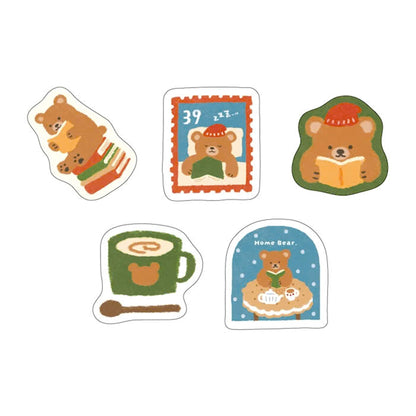 Furukawa Shiko Washi Flake Sticker - Home & Bear [Winter 2026 Limited Edition]