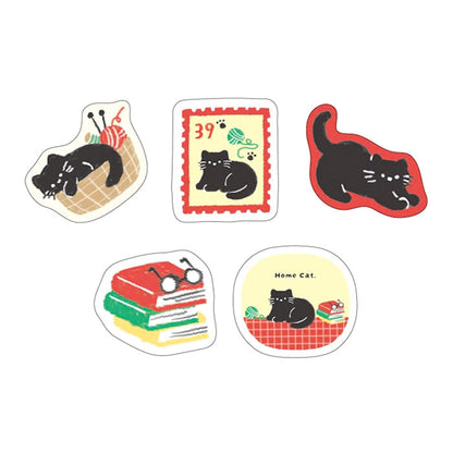 Furukawa Shiko Washi Flake Sticker - Home & Cat [Winter 2026 Limited Edition] [Flak-klistermärke]