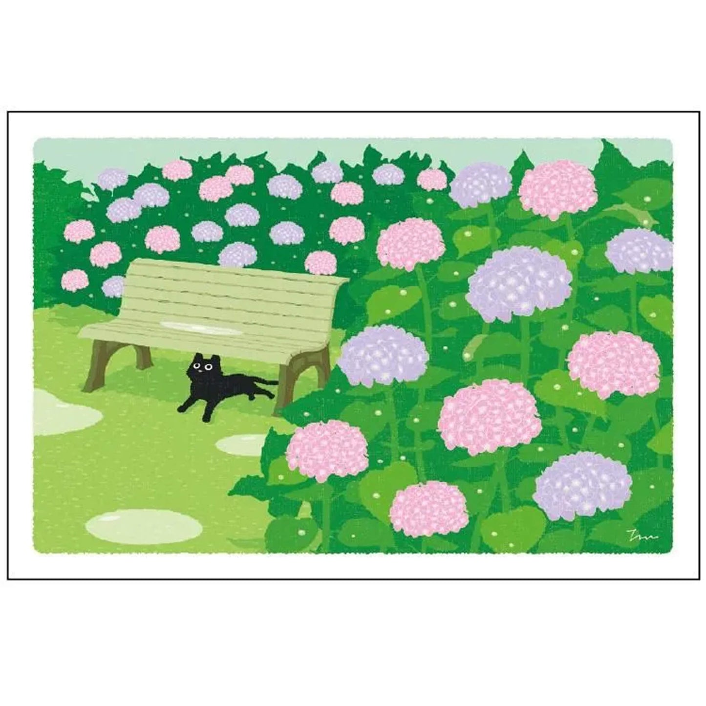 Active Corporation × Toshinori Mori Tabineko Summer Postcard - Hydrangeas [Vykort]