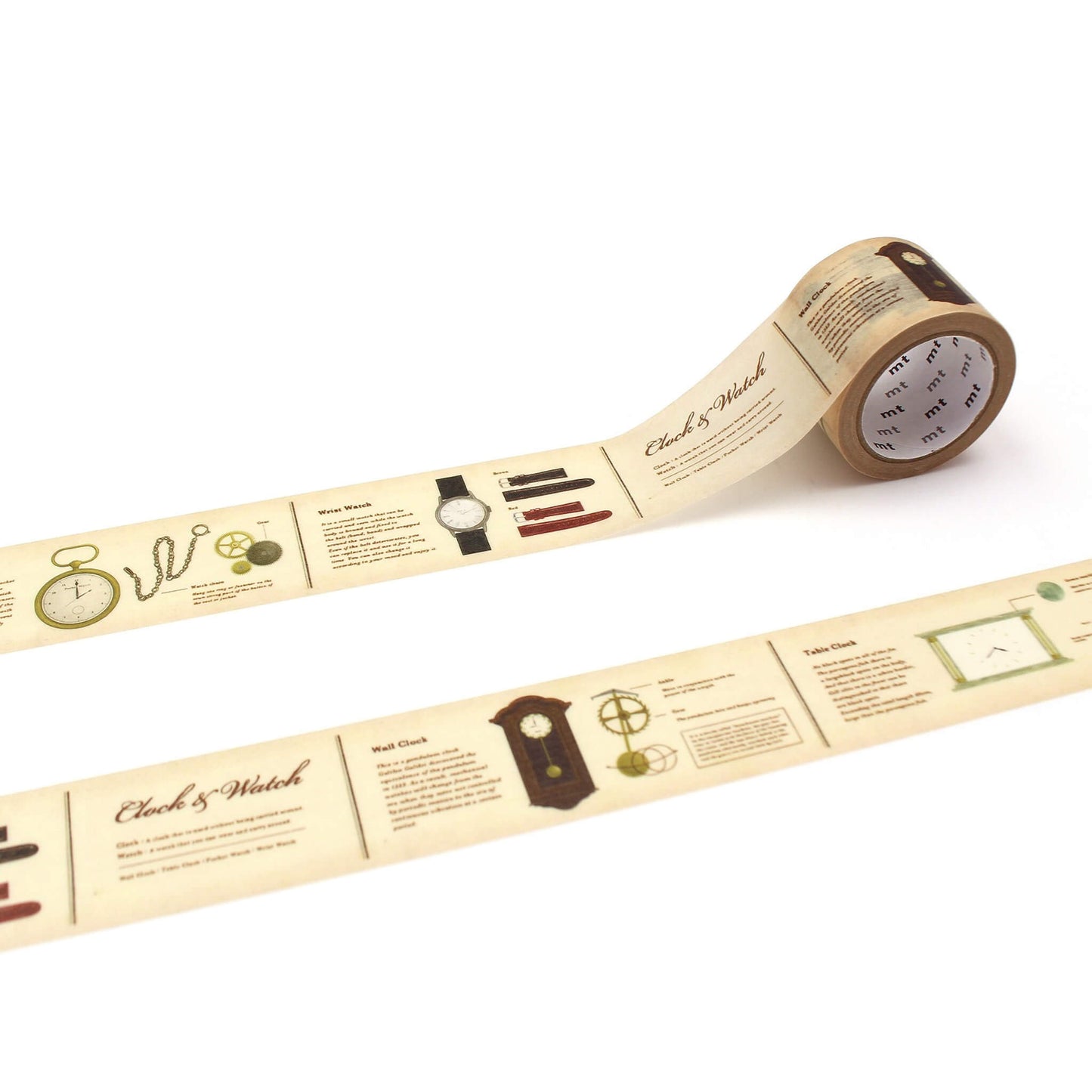 mt ex Washi Tape - Illustrated Encyclopedia - Clock [30mm] [Washi Tejp]