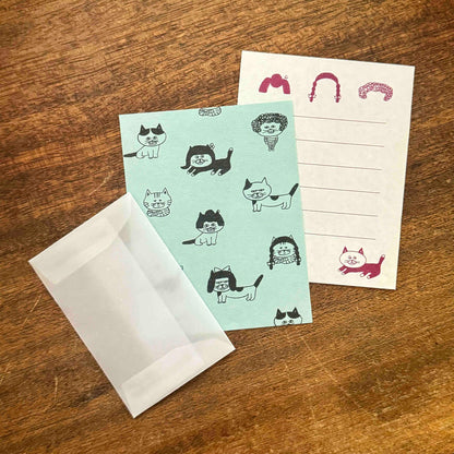 Mizushima × Keiko Shibata Mini Letter Set - Cats and Wigs