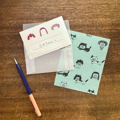 Mizushima × Keiko Shibata Mini Letter Set - Cats and Wigs