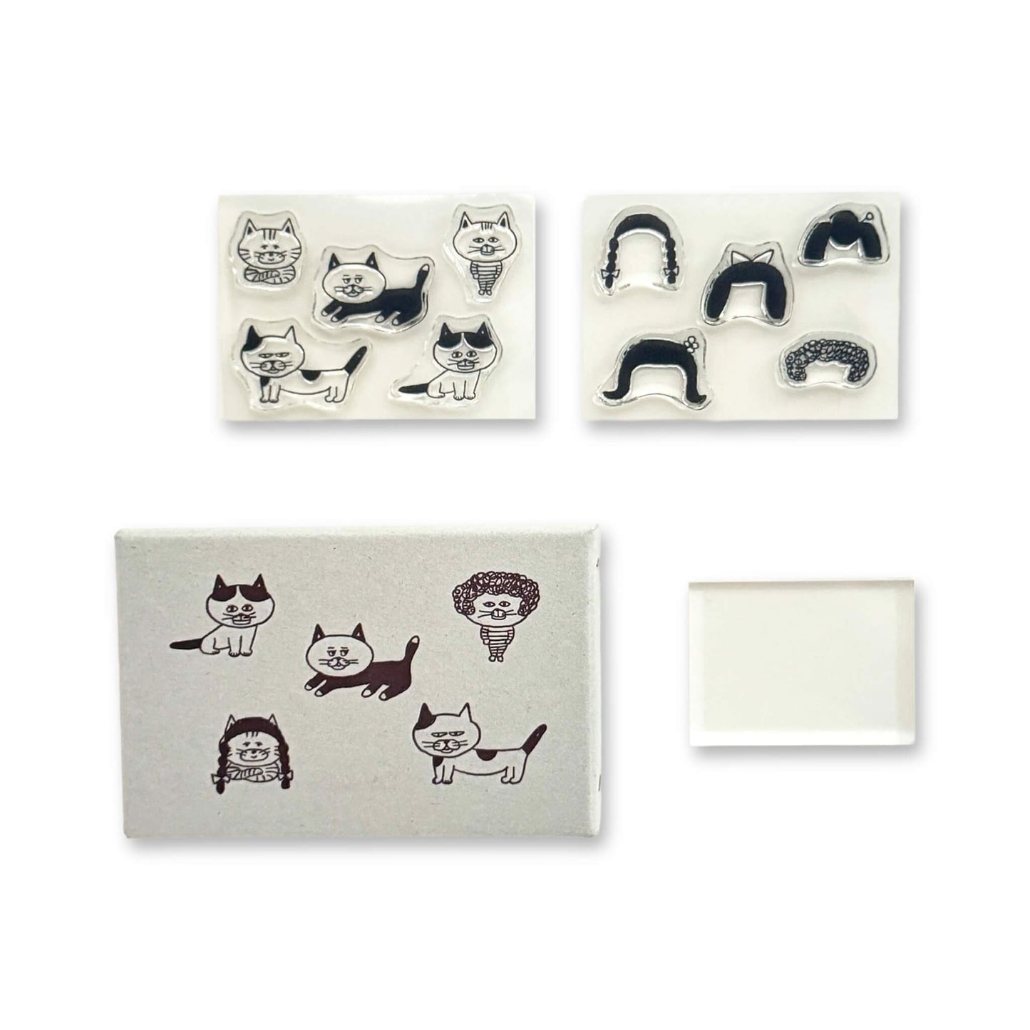 Mizushima × Keiko Shibata JIZAI Clear Stamp Box - Motif Set Cats and Wigs