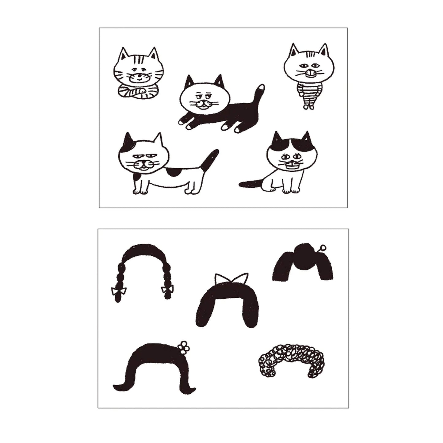 Mizushima × Keiko Shibata JIZAI Clear Stamp Box - Motif Set Cats and Wigs