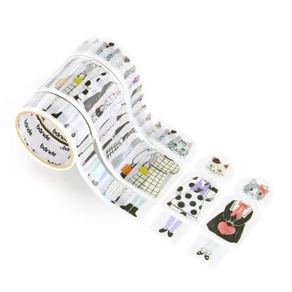 Bande Washi Sticker Roll Set - Kisekae - Cat Monochrome Club