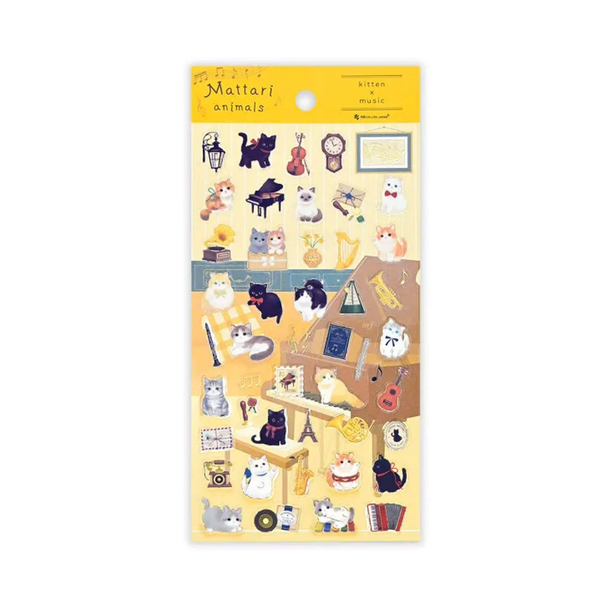 NB Mattari Animals Sticker Sheet - Kitten × Music