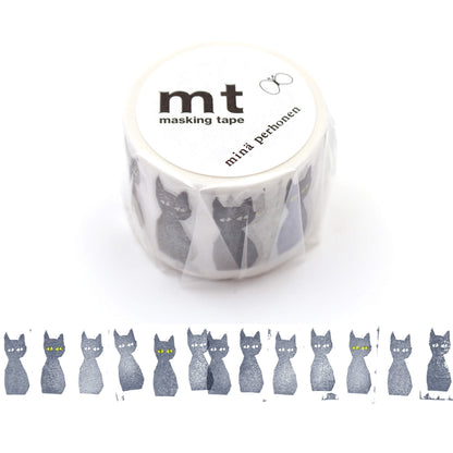 mt × minä perhonen Washi Tape - Kuro Neko [35mm] [Washi Tejp]