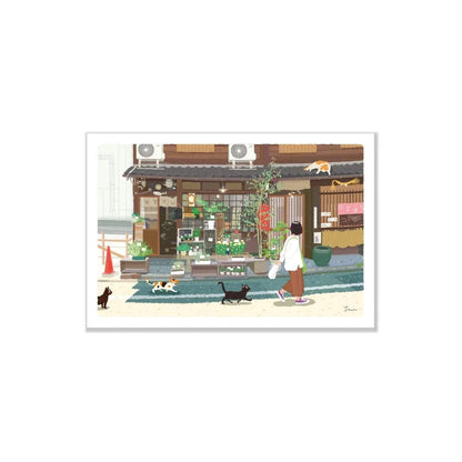 Active Corporation × Toshinori Mori Tabineko Summer Postcard - Kyoto Flower Shop