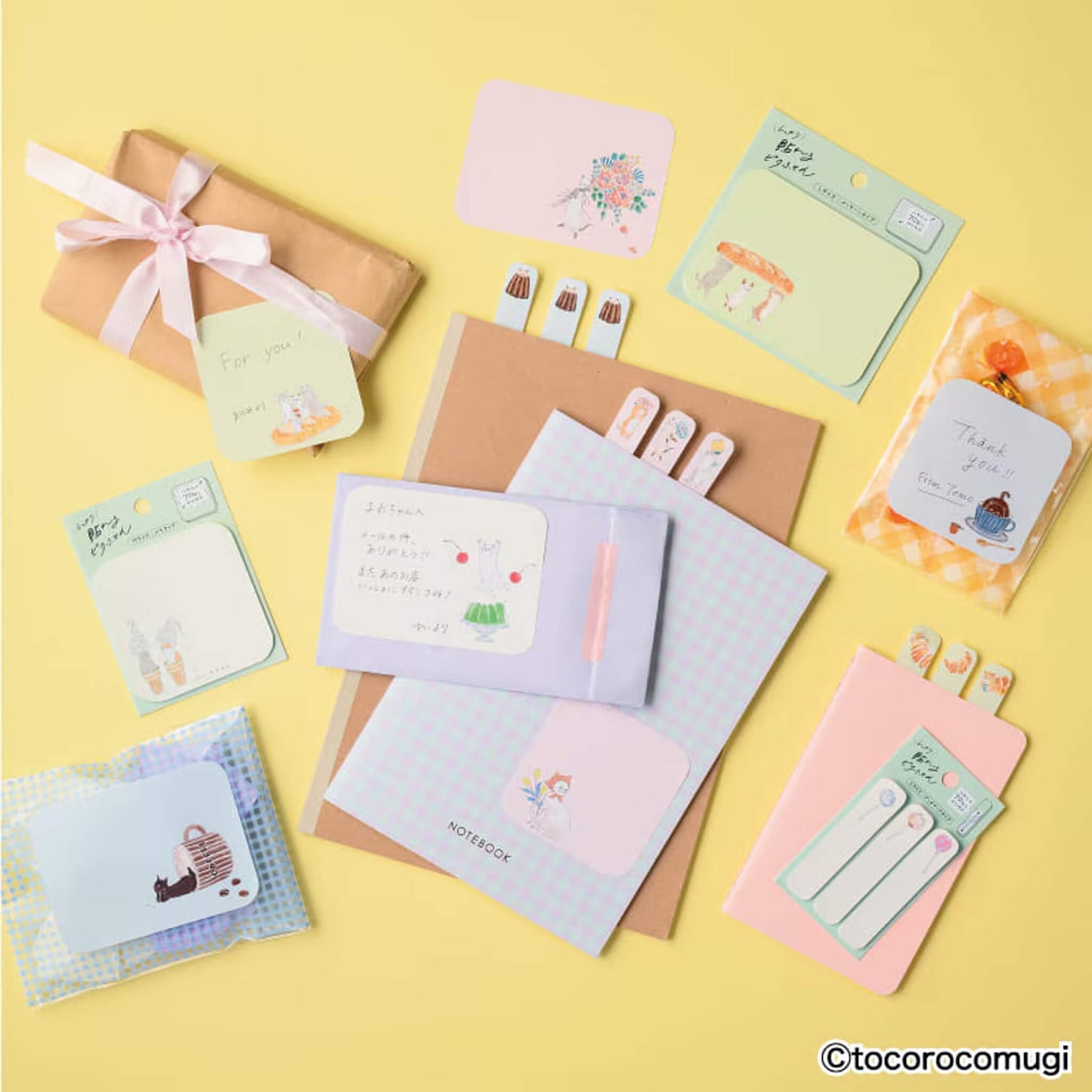 Hisago × Tocoro Comugi Pita Strong-Hold Sticky Notes L - Spilled Coffee Cat [Självhäftande anteckningslappar]