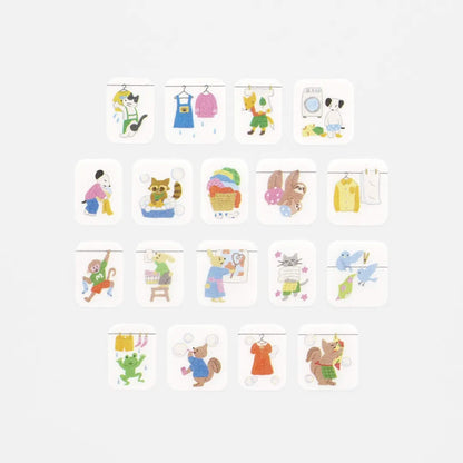 Bande Washi Sticker Roll - Laundry Day Together - Carefree Animals