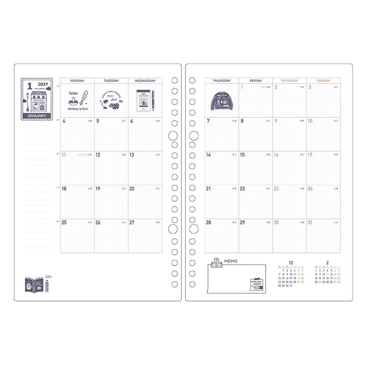 Kleid × Eric Small Things Loose Leaf Diary Refill 2027 [A5] [Lösblad / Pärm Refill]