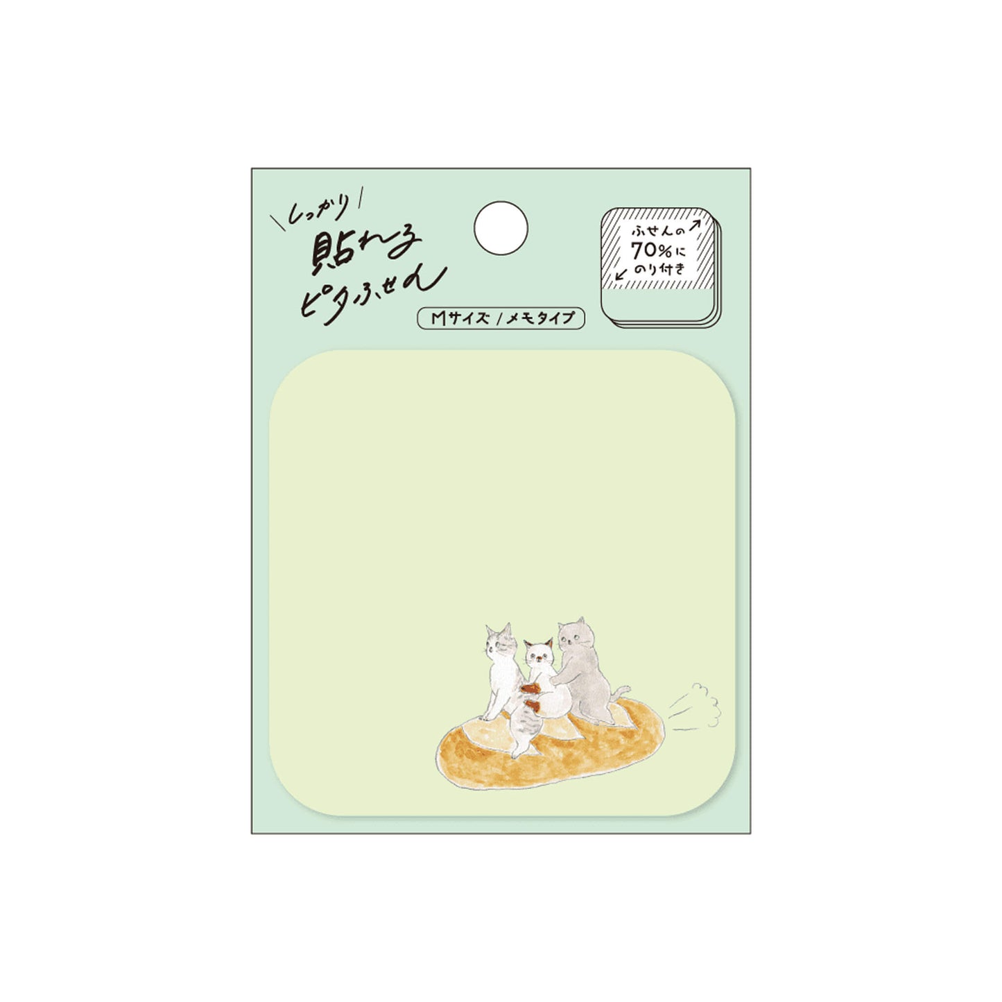 Hisago × Tocoro Comugi Pita Strong-Hold Sticky Notes M - All Aboard! Baguette Cat [Självhäftande anteckningslappar]