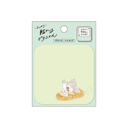 Hisago × Tocoro Comugi Pita Strong-Hold Sticky Notes M - All Aboard! Baguette Cat [Självhäftande anteckningslappar]