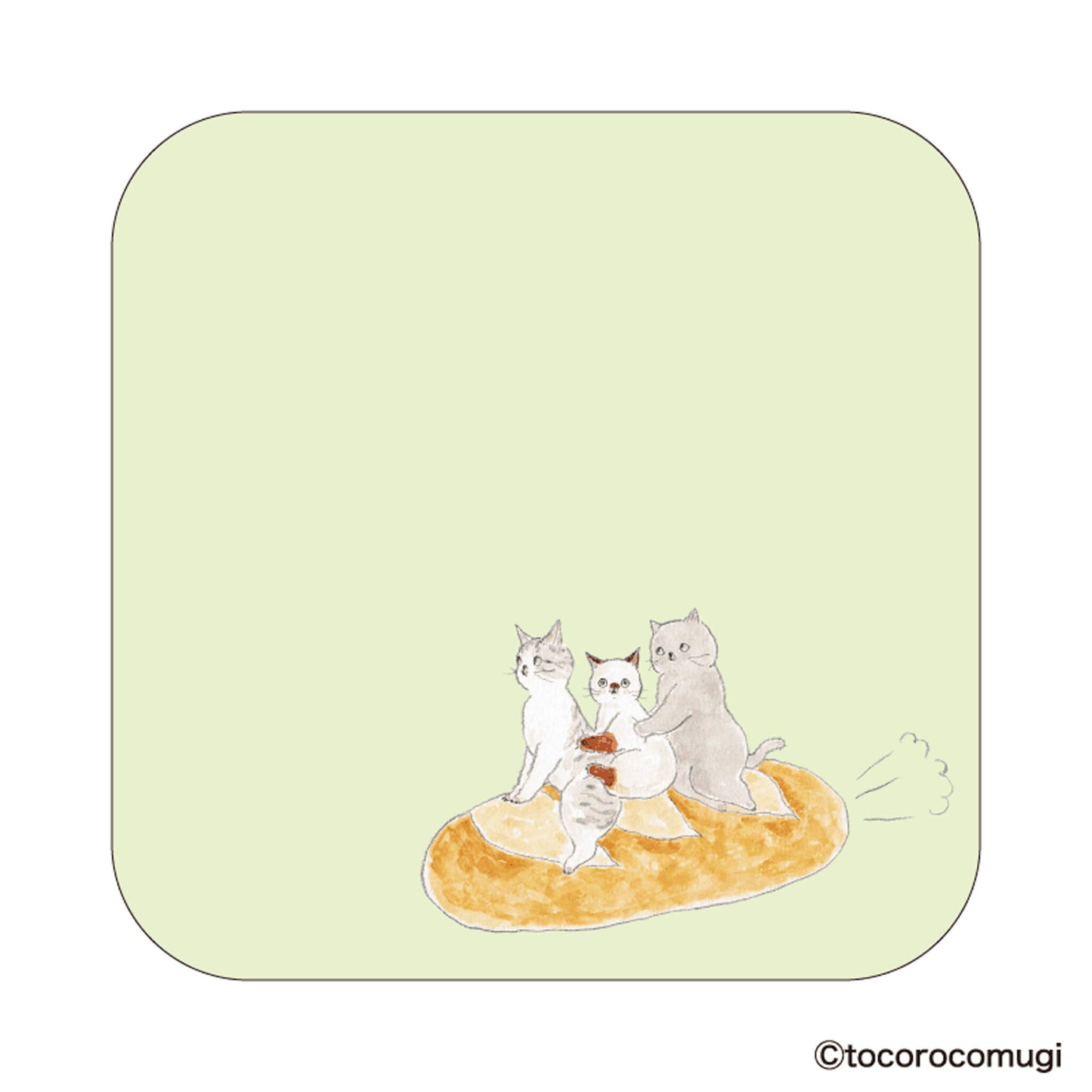 Hisago × Tocoro Comugi Pita Strong-Hold Sticky Notes M - All Aboard! Baguette Cat [Självhäftande anteckningslappar]