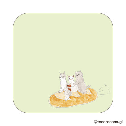 Hisago × Tocoro Comugi Pita Strong-Hold Sticky Notes M - All Aboard! Baguette Cat [Självhäftande anteckningslappar]
