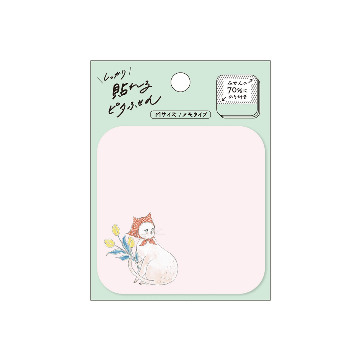 Hisago × Tocoro Comugi Pita Strong-Hold Sticky Notes M - Lovestruck Tulip Cat [Självhäftande anteckningslappar]