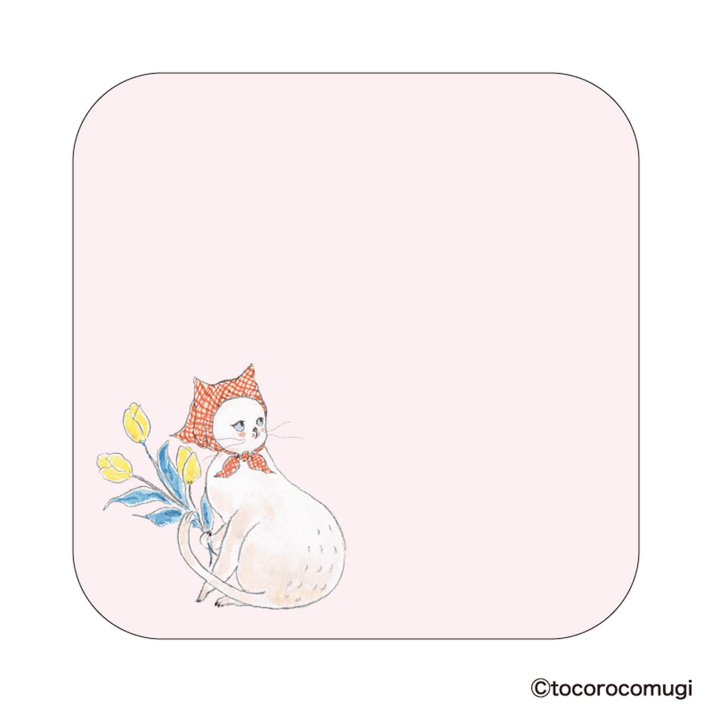 Hisago × Tocoro Comugi Pita Strong-Hold Sticky Notes M - Lovestruck Tulip Cat [Självhäftande anteckningslappar]