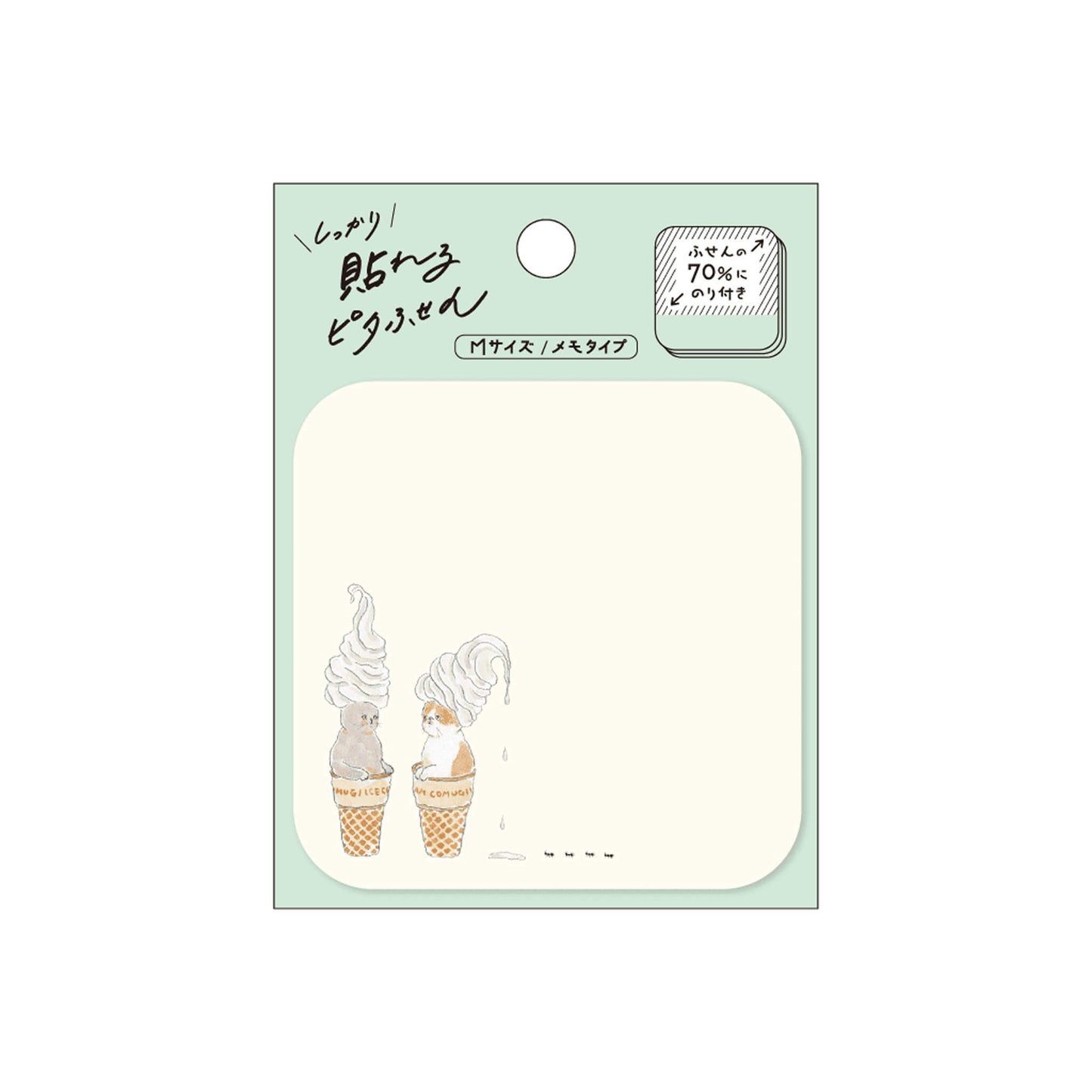 Hisago × Tocoro Comugi Pita Strong-Hold Sticky Notes M - Melting Ice Cream Cat [Självhäftande anteckningslappar]