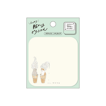 Hisago × Tocoro Comugi Pita Strong-Hold Sticky Notes M - Melting Ice Cream Cat [Självhäftande anteckningslappar]