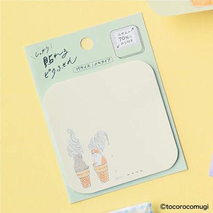 Hisago × Tocoro Comugi Pita Strong-Hold Sticky Notes M - Melting Ice Cream Cat [Självhäftande anteckningslappar]