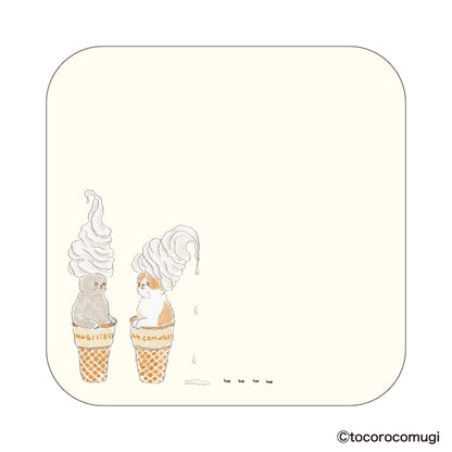 Hisago × Tocoro Comugi Pita Strong-Hold Sticky Notes M - Melting Ice Cream Cat [Självhäftande anteckningslappar]