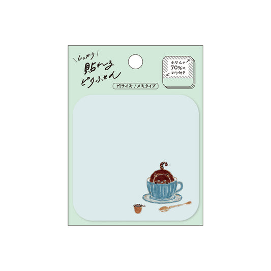 Hisago × Tocoro Comugi Pita Strong-Hold Sticky Notes M - Sneaky Coffee Cat [Självhäftande anteckningslappar]