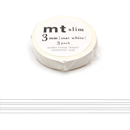 mt slim 3mm Washi Tape Set of 3 - Matte White [3mm] [Washi Tejp]