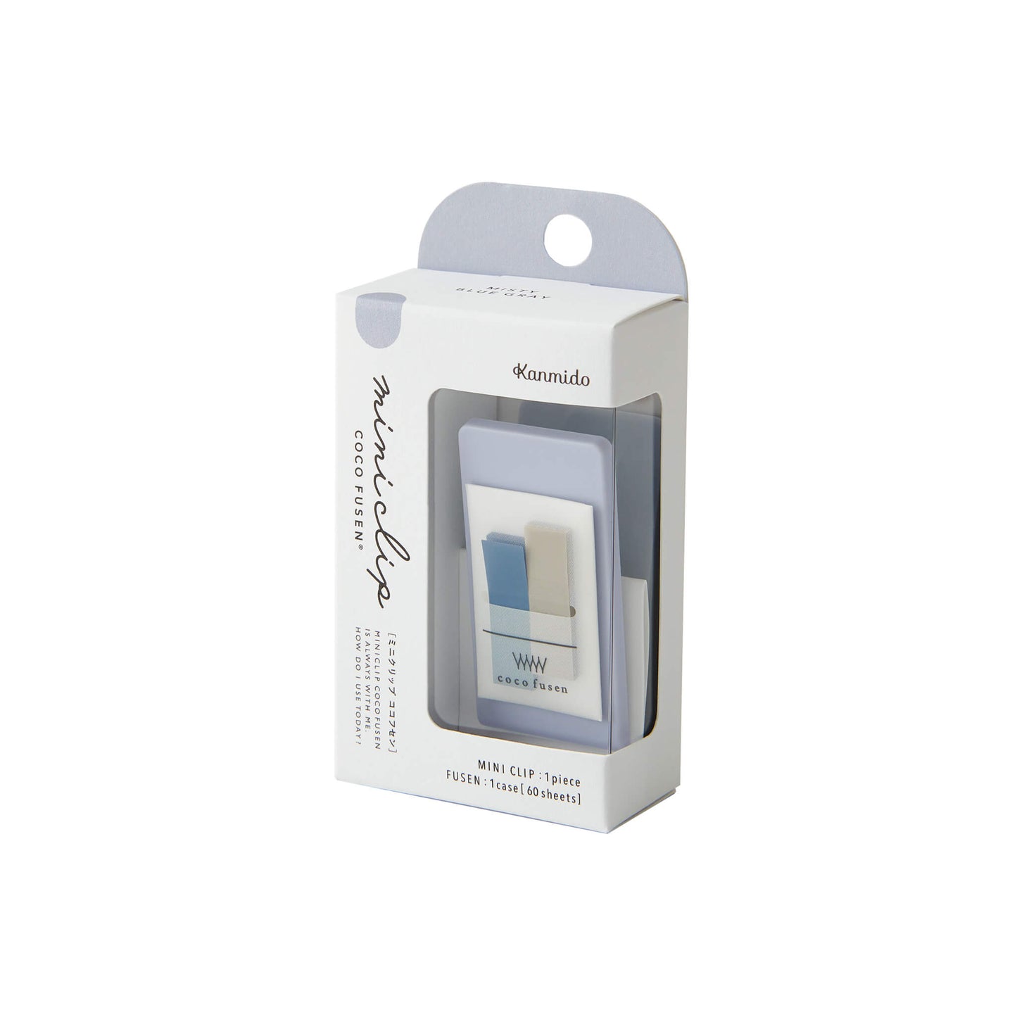 Kanmido Mini Clip Coco Fusen Sticky Notes - Misty Blue Gray