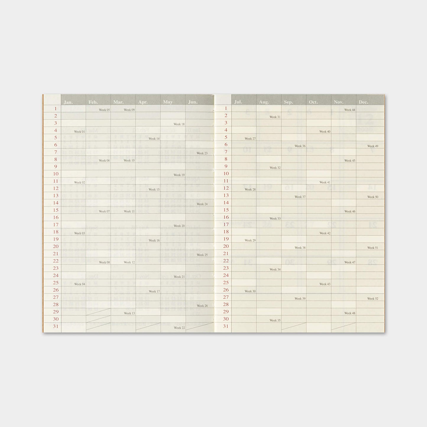 TRAVELER'S notebook 2027 - Monthly Refill - Passport Size