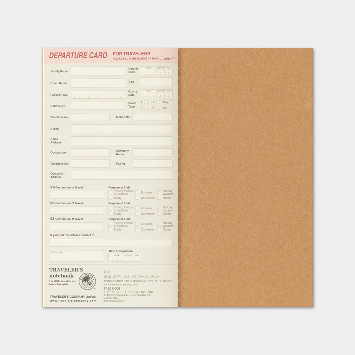 TRAVELER'S notebook 2027 - Monthly Refill - Regular Size