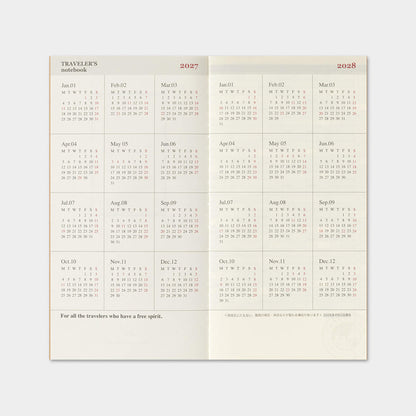 TRAVELER'S notebook 2027 - Monthly Refill - Regular Size