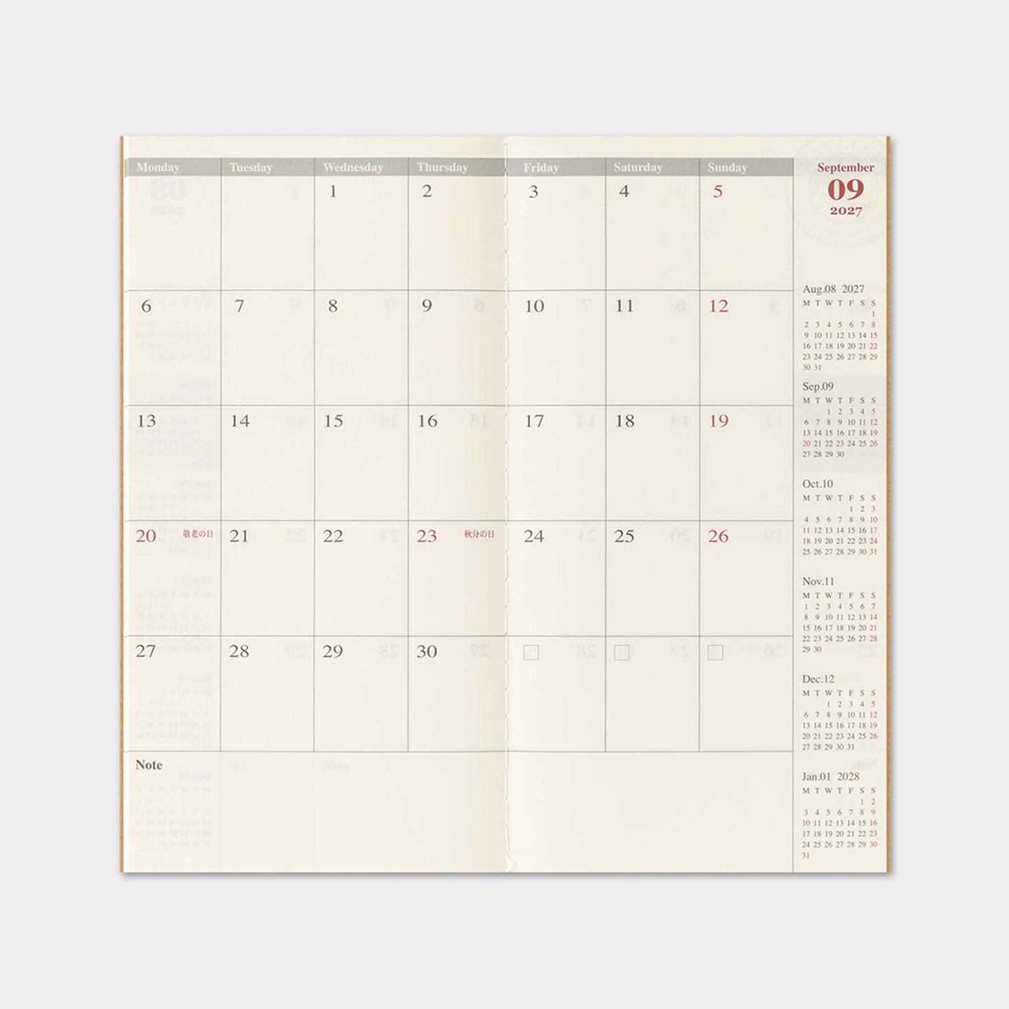 TRAVELER'S notebook 2027 - Monthly Refill - Regular Size