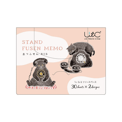 Hisago × Tocoro Comugi Standing Sticky Notes Big - Moshi Moshi Telephone Black Cat [Självhäftande anteckningslappar]