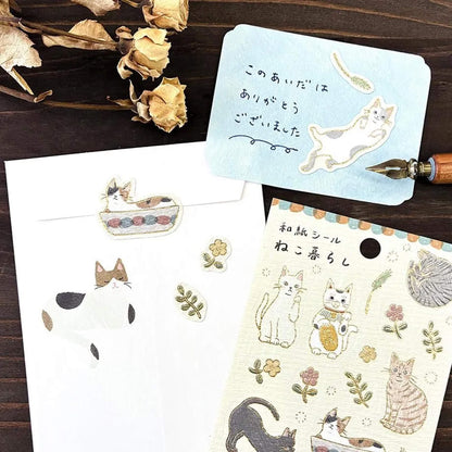 Cozyca Hyogensha Washi Sticker Sheet - Neko Gurashi [Klistermärkeark]
