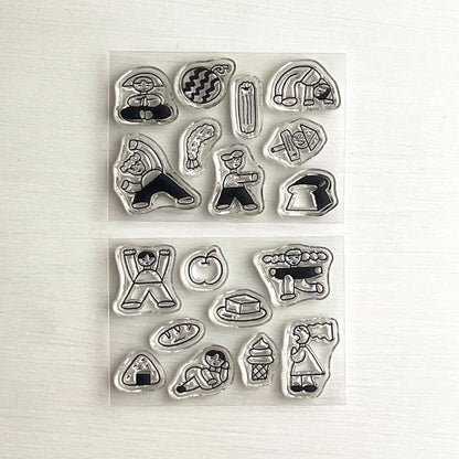 Mizushima × Nishiwaki Tadashi JIZAI Clear Stamp Box - Motif Set People and Food