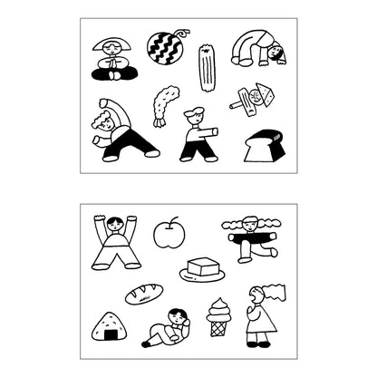 Mizushima × Nishiwaki Tadashi JIZAI Clear Stamp Box - Motif Set People and Food