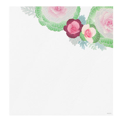 Midori Kami Series Letter Pad - Pearlescent Silkscreen Ornamental Kale Wreath [Brevblock]