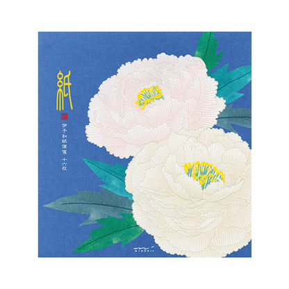 Midori Kami Series Letter Pad - Pearlescent Silkscreen Winter Peony [Brevblock]