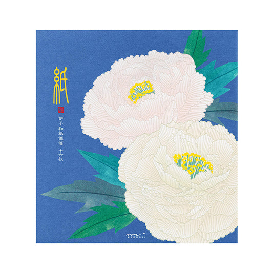 Midori Kami Series Letter Pad - Pearlescent Silkscreen Winter Peony [Brevblock]