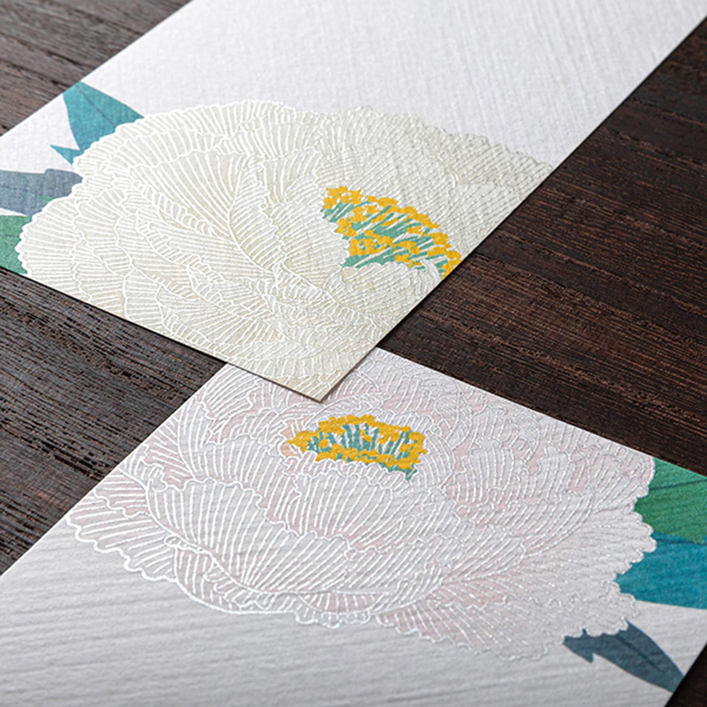 Midori Kami Series Ippitsusen - Pearlescent Silkscreen Winter Peony [Brevblock]