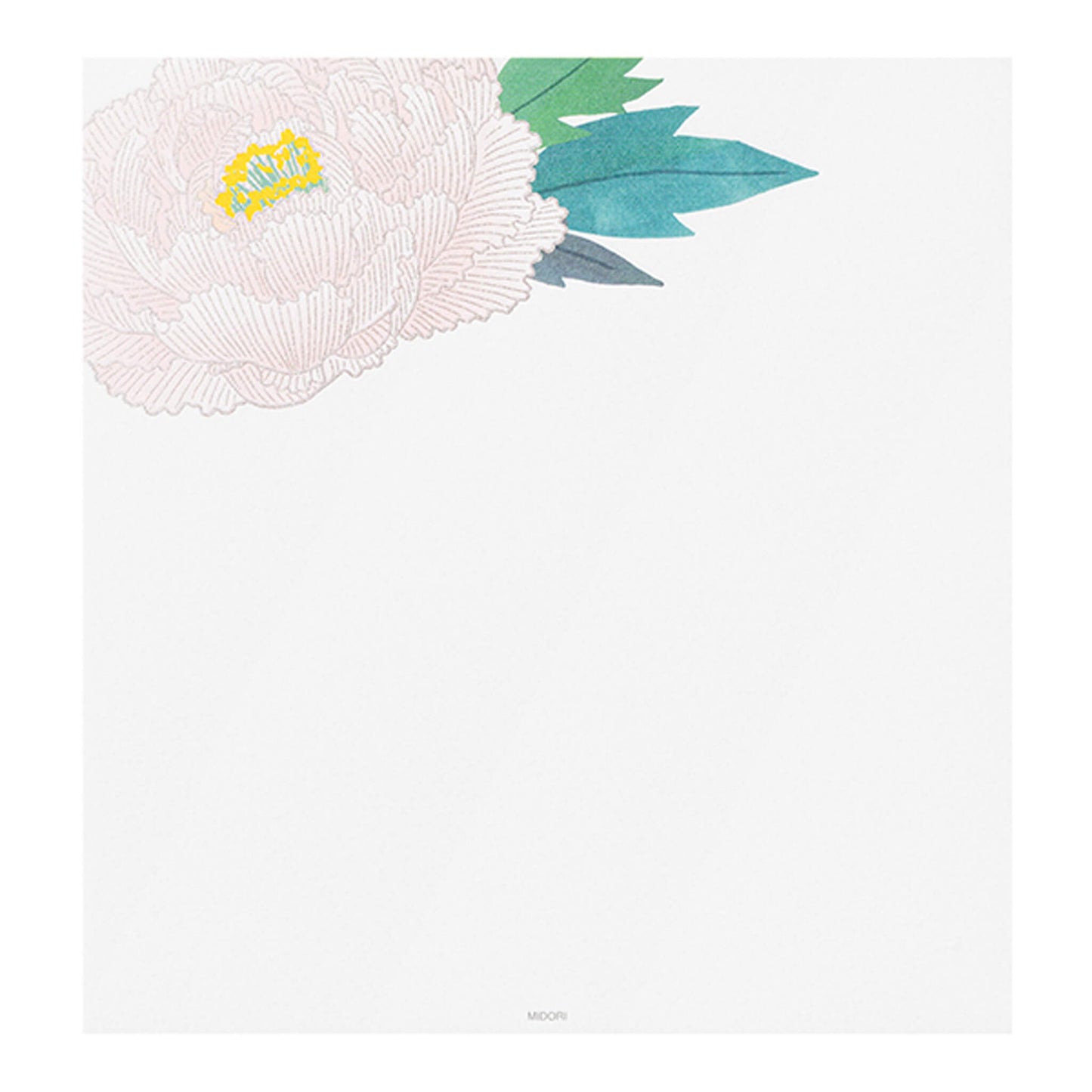 Midori Kami Series Letter Pad - Pearlescent Silkscreen Winter Peony [Brevblock]