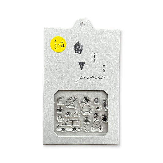 Mizushima × Necktie JIZAI Clear Stamp Pocket - On the Go