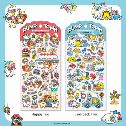Mind Wave Pump Town Sticker - Happy Trio [Klistermärkeark]