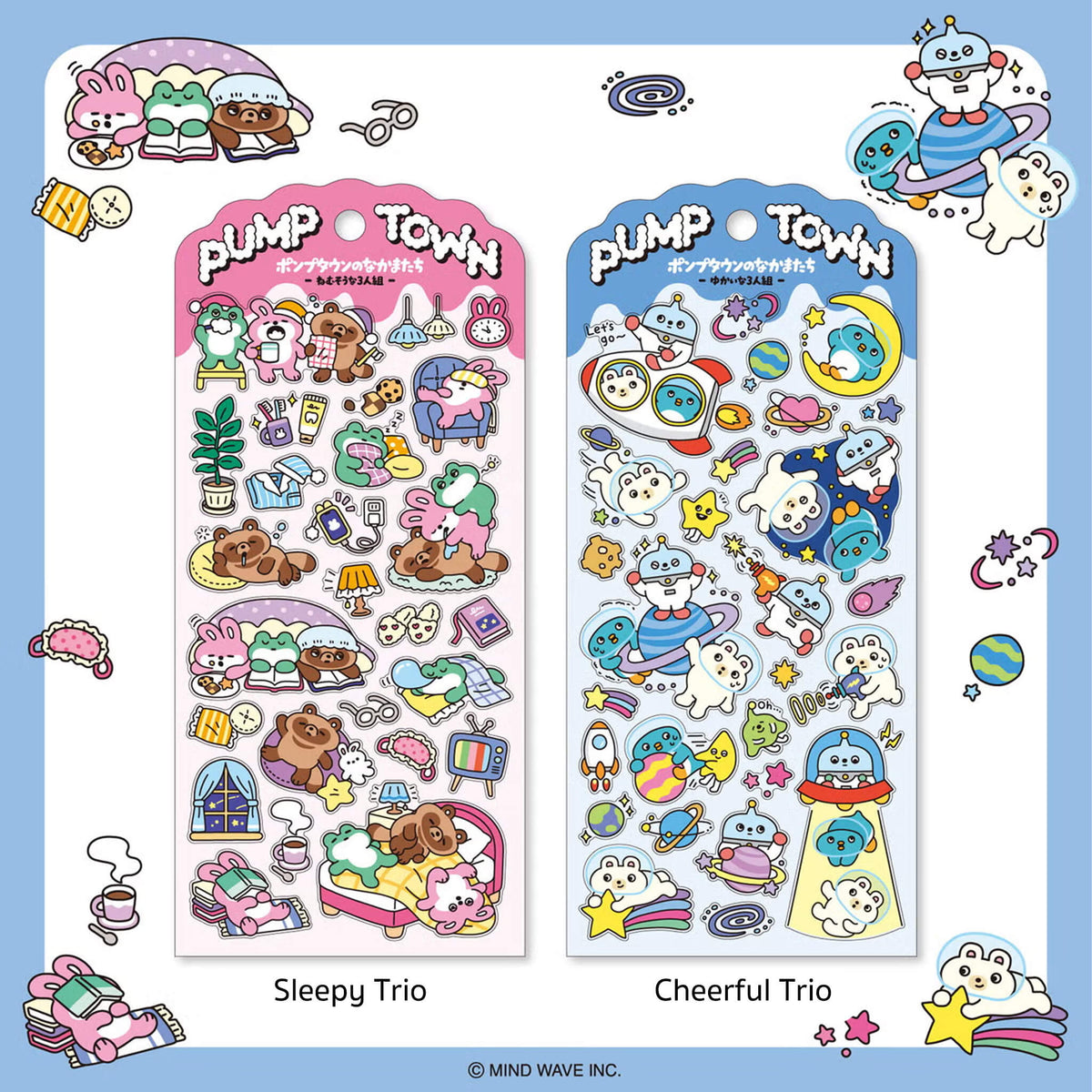 Mind Wave Pump Town Sticker - Happy Trio [Klistermärkeark]