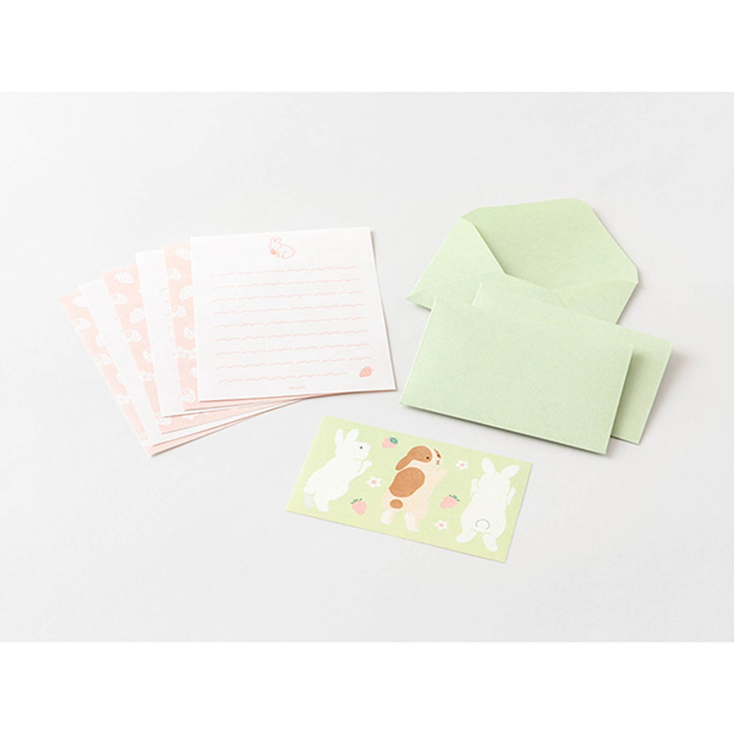 Midori Mogumogu Mini Letter Set with Animal Sealing Sticker - Rabbit [Brevset]