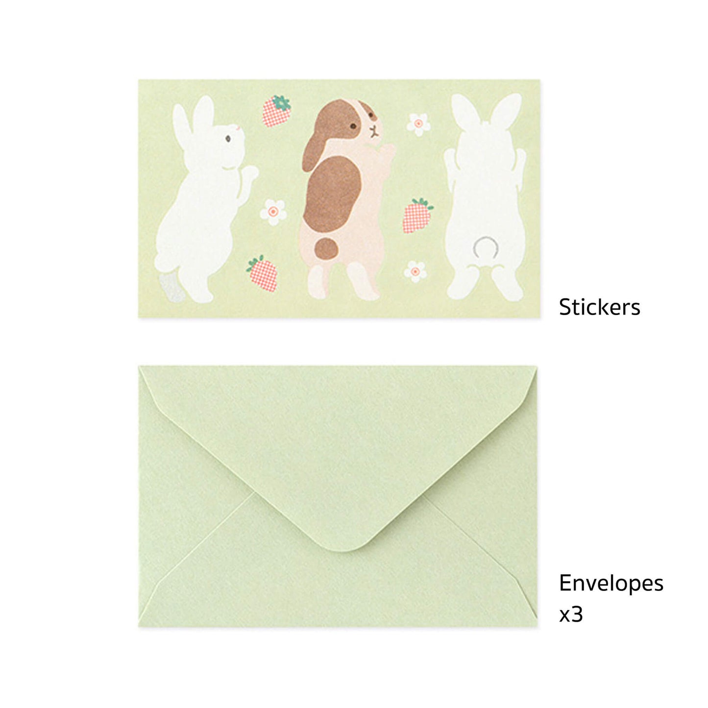 Midori Mogumogu Mini Letter Set with Animal Sealing Sticker - Rabbit [Brevset]